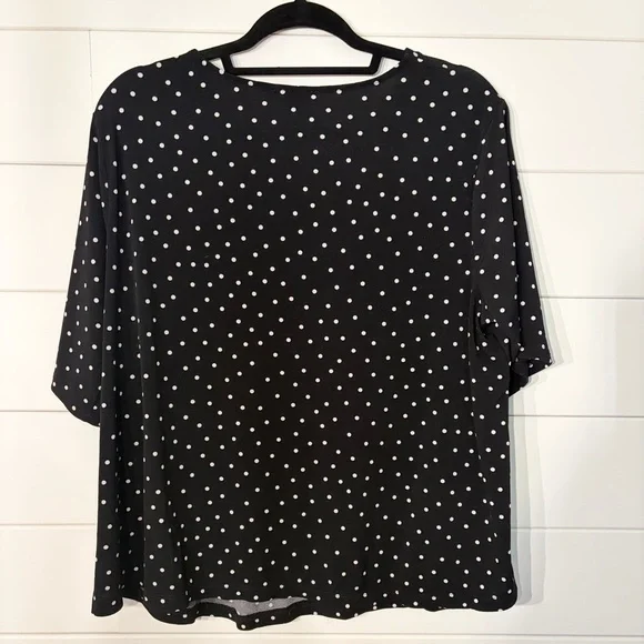 Adrianna Papell Black and White Polka Dot Blouse - Picture 2 of 3